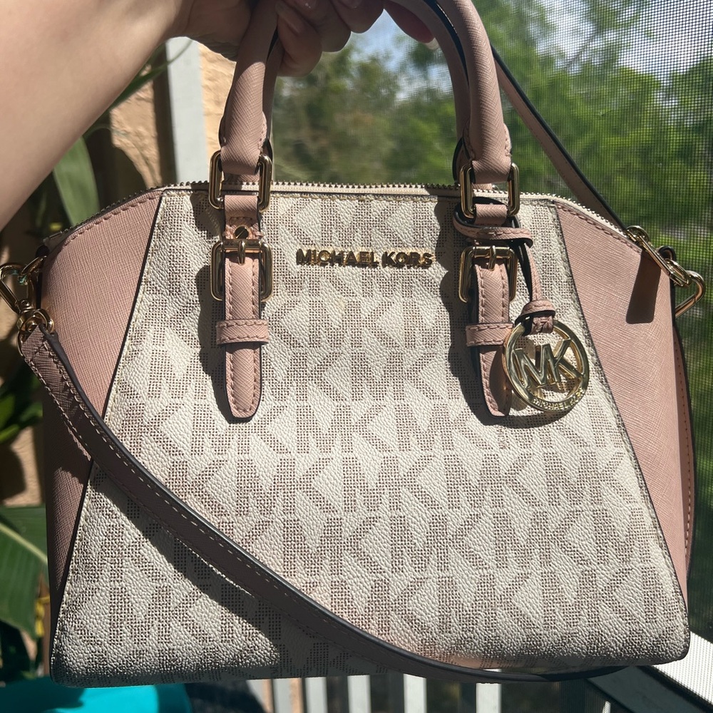 Michael Kors Pink and Cream Satchel Bag - Picture 4 of 16